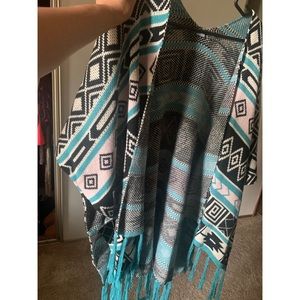 Patterned poncho-style cardigan